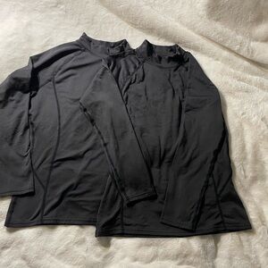 Two Black Thermal Athletic Long-Sleeve  Tops
